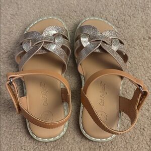 Cat & Jack Silver and Tan Glitter Sandals